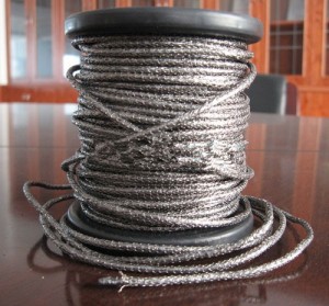 Graphite Yarn Wrapped with Wire Mesh
